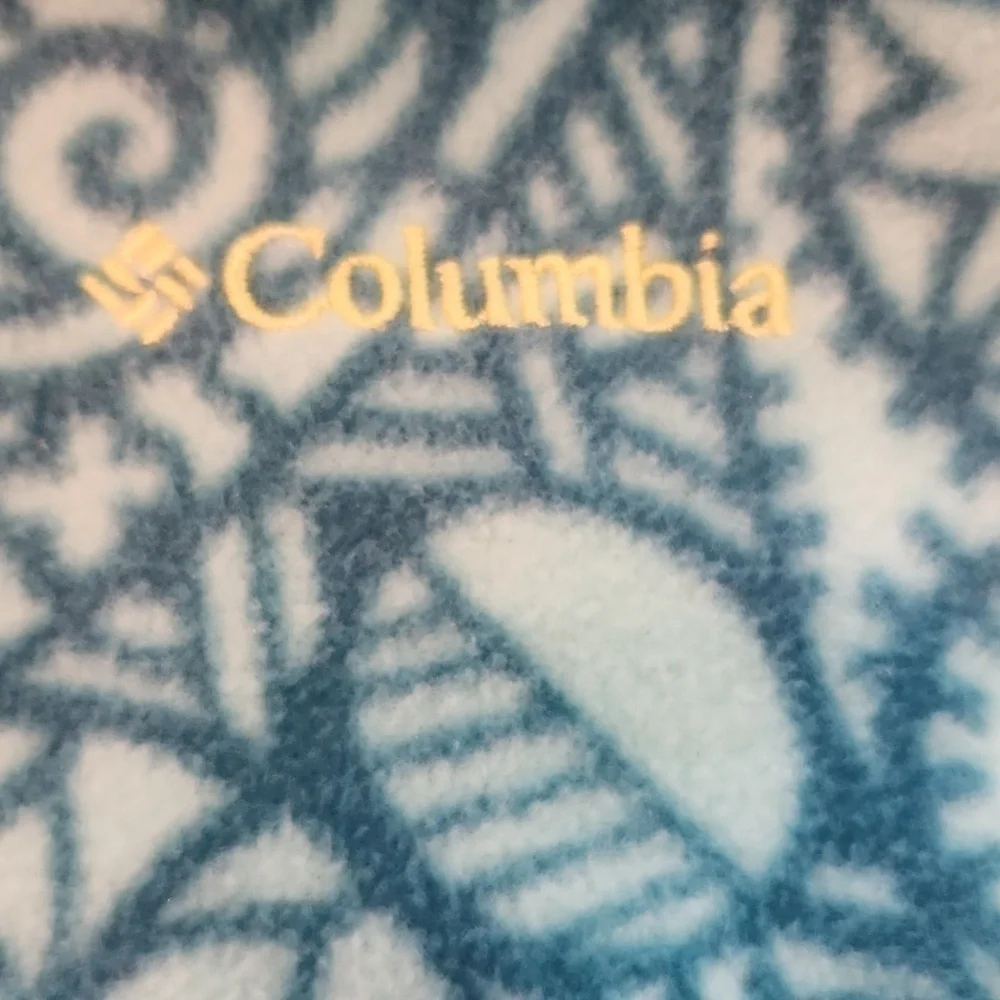 Columbia blue green fleece zip up jacket large 14 16